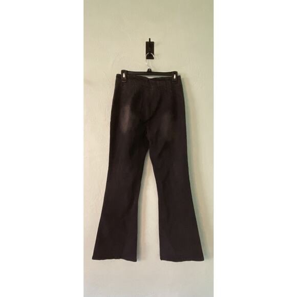 Flare Jeans Womens 10 Black (27x31.5) Stretch Wide Leg Y2K Mid Rise Two Toned - Picture 2 of 8